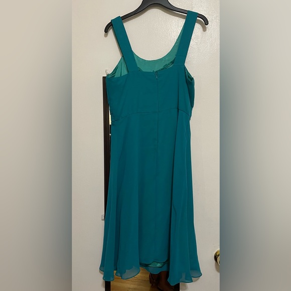 Beaded embellished necklace teal party dress, worn once, sleeveless Size L - Picture 4 of 10